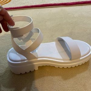 White platform sandals